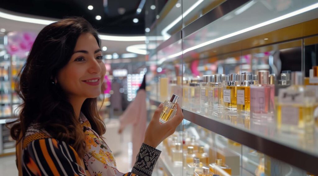 woman selecting perfume